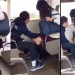 Schoolgirl on train lets her pussy be groped under her school skirt. AMATEUR PORN