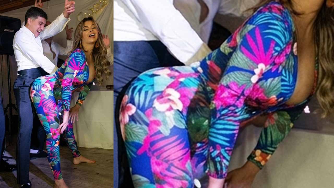 Latina teacher - celebrates with her students and allows them to rub their cocks on her huge milf ass