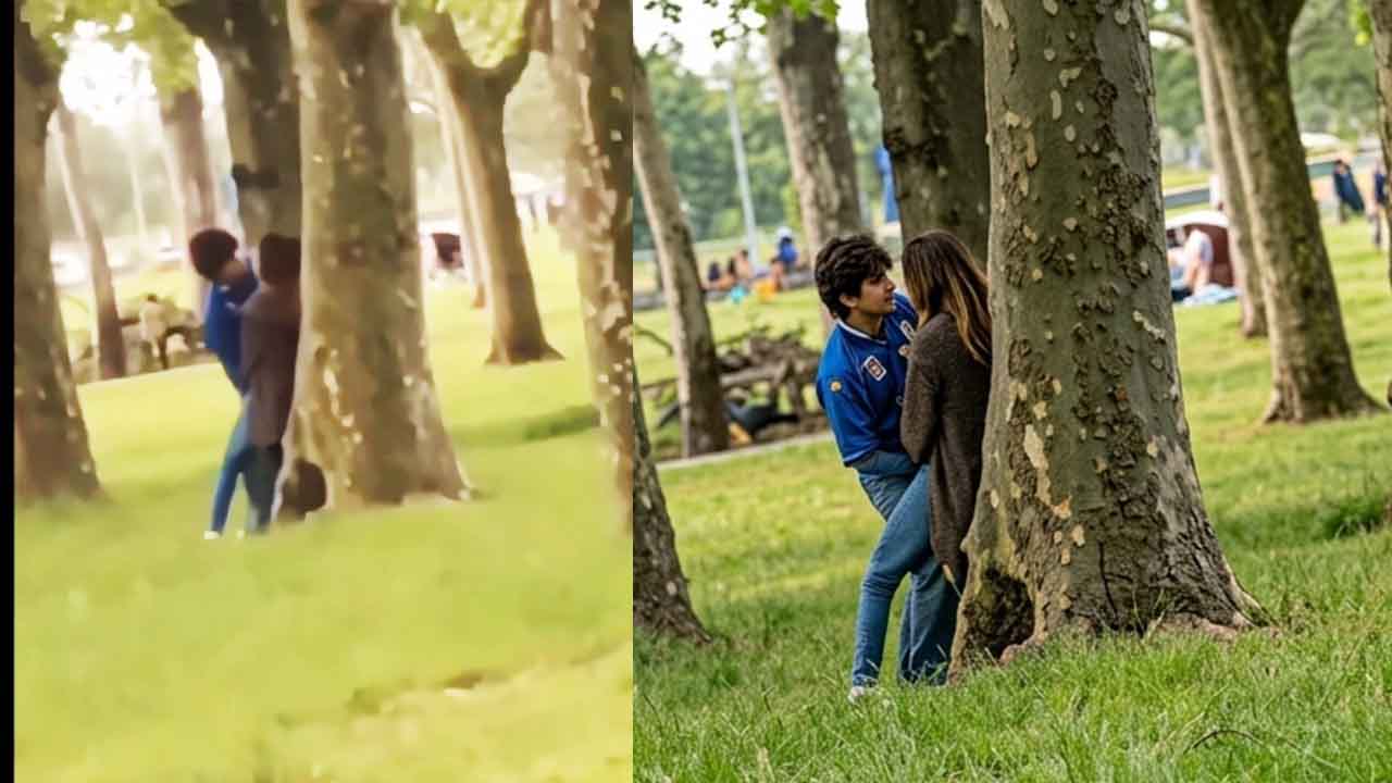 Young drunk couple in the park fucking and fingering his girlfriend's pussy