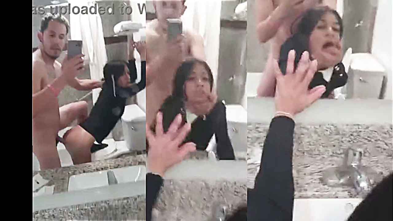 Skinny Latina gets fucked in the home bathroom.