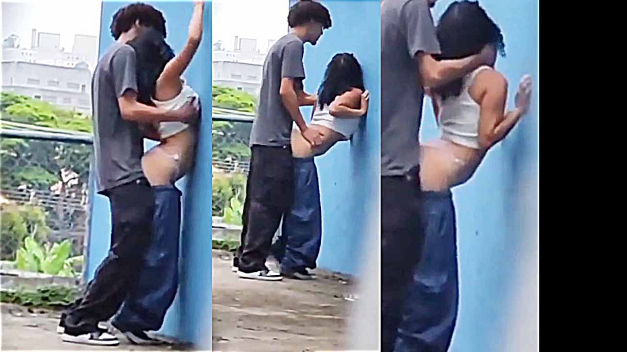 Irresponsible young are having unprotected sex behind their school.