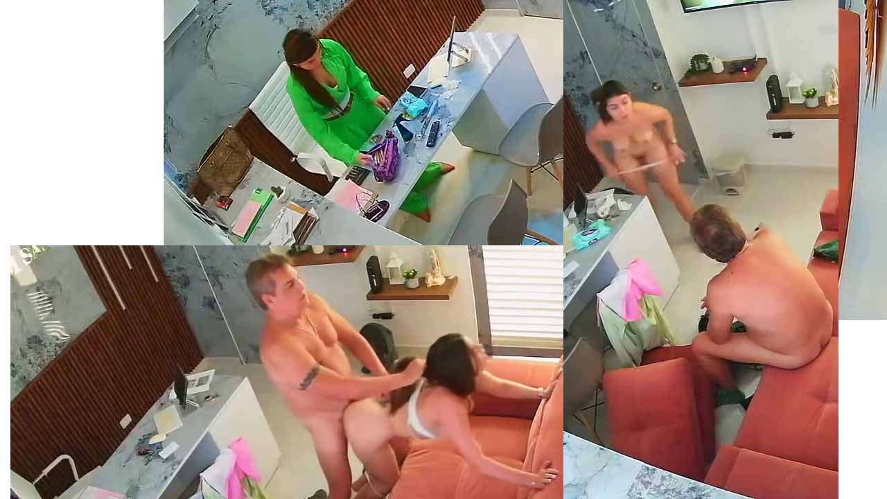 Leaked security camera footage: beauty salon owner has sex with lover