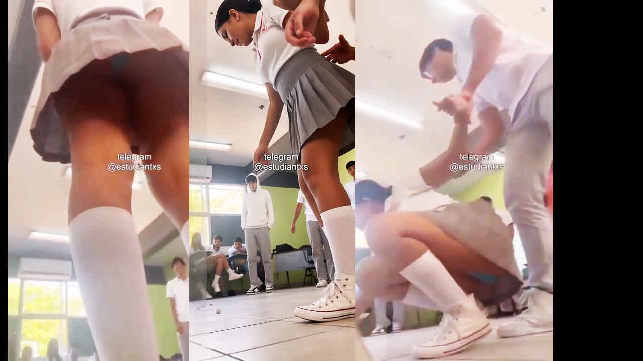 UNDER THE SKIRT OF A LATINA SCHOOLGIRL - GREEN PANTIES